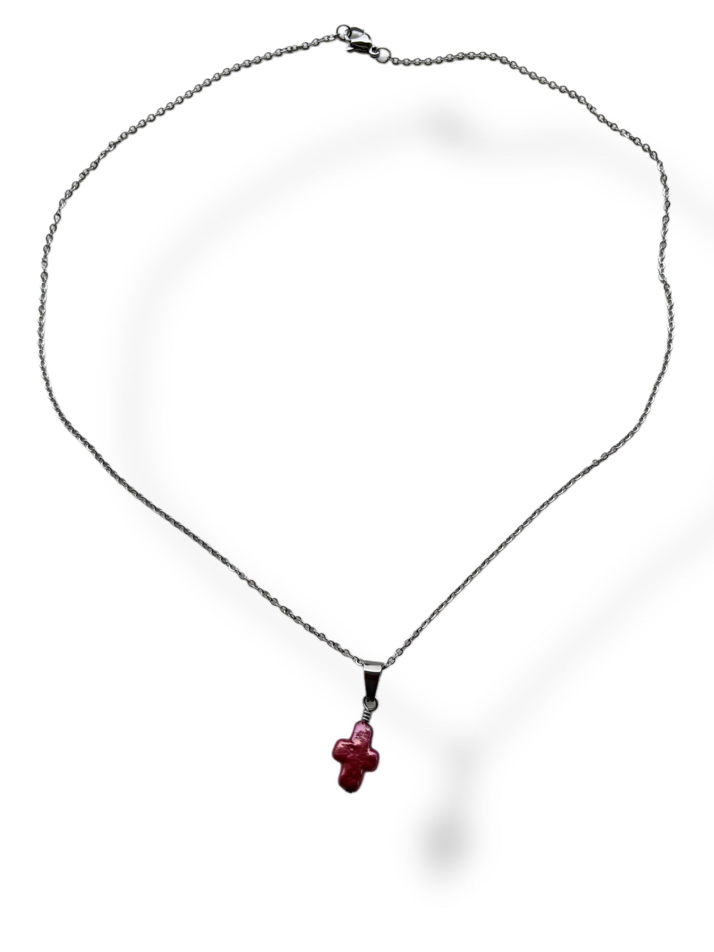 Pink Pearl Cross Necklace