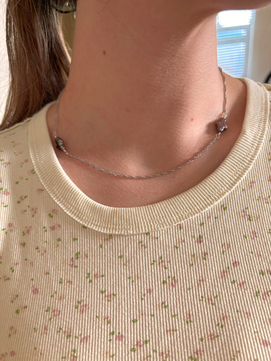 Pearlescent Cross Chain Necklace