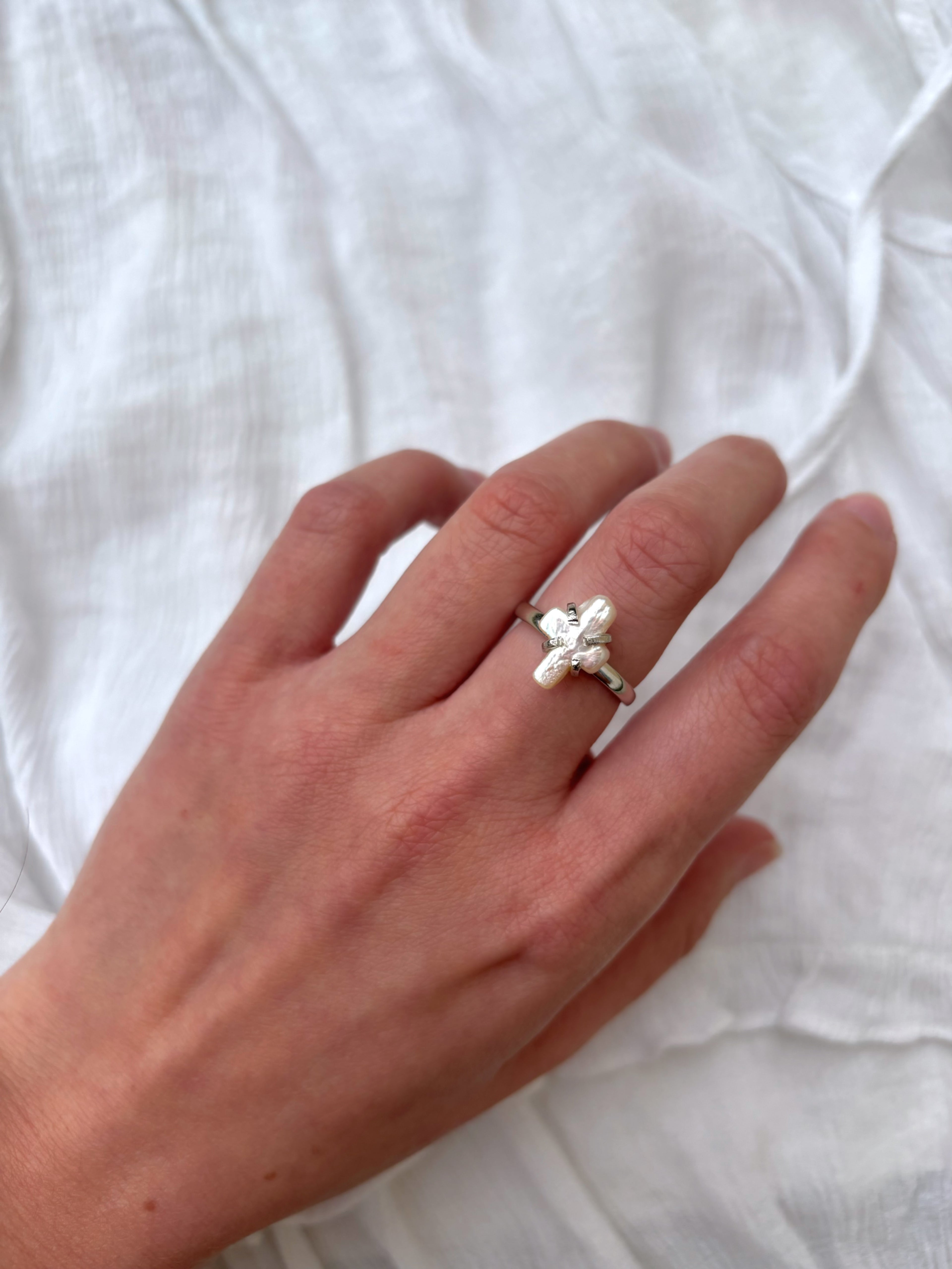 Pearl Cross Ring