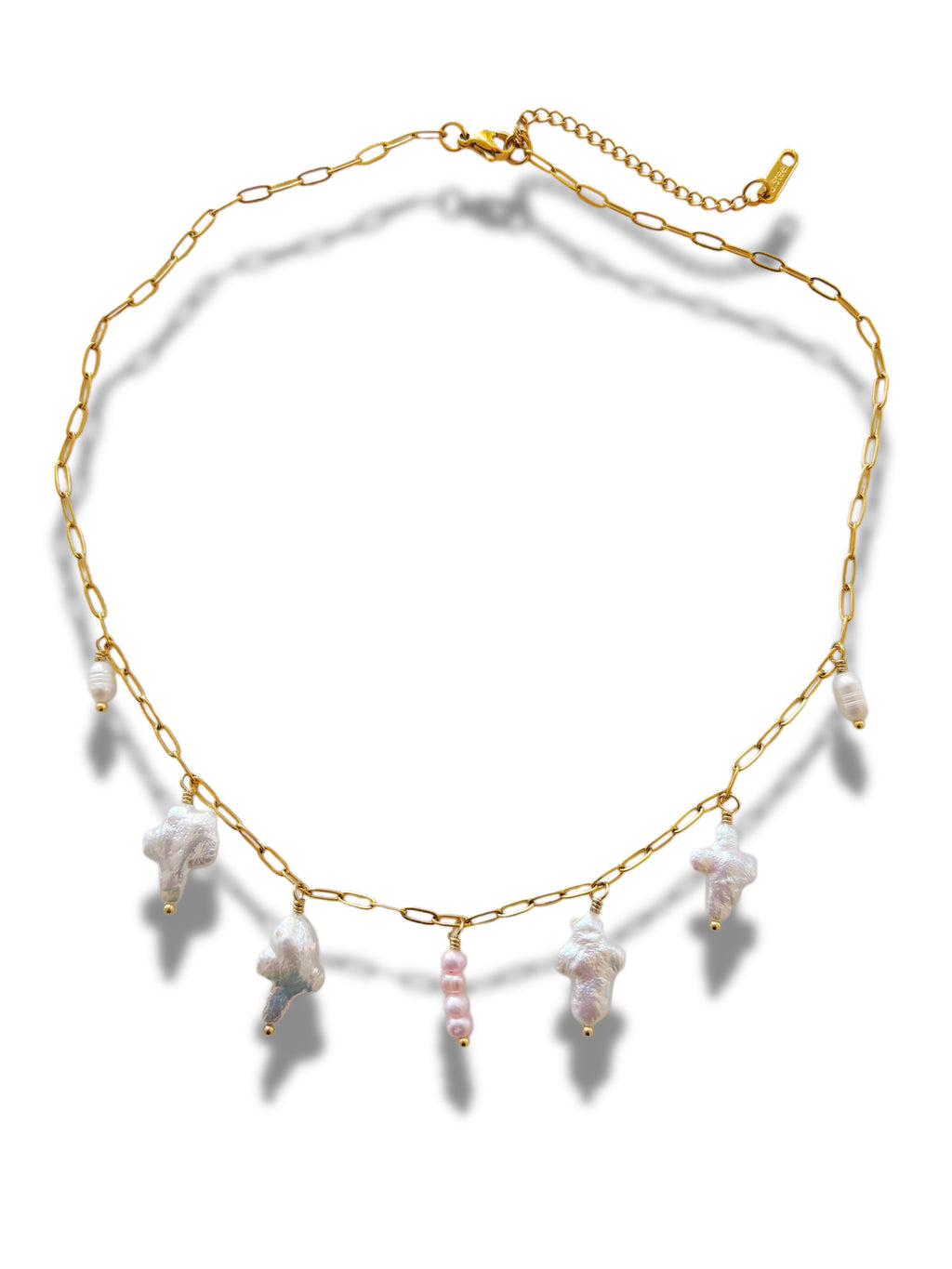 Pearl Cross Charm Necklace