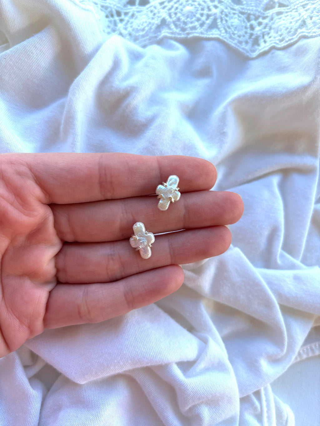 Pearl Cross Studs