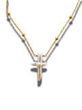 Large Pearl Cross Necklace