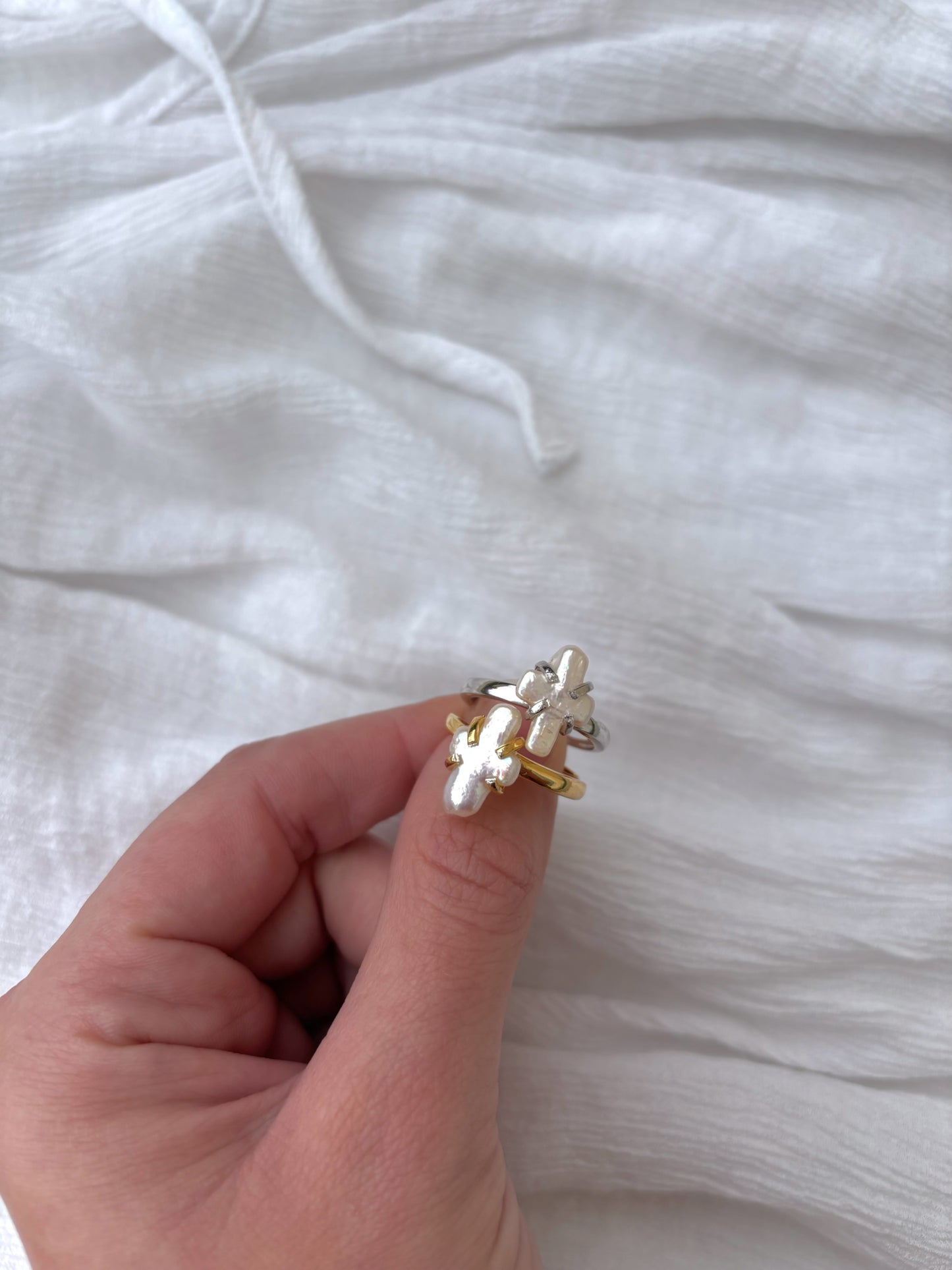 Pearl Cross Ring
