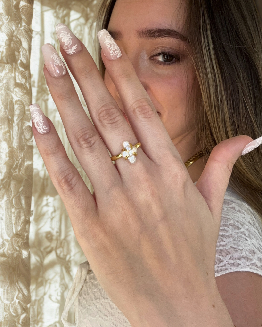 Pearl Cross Ring