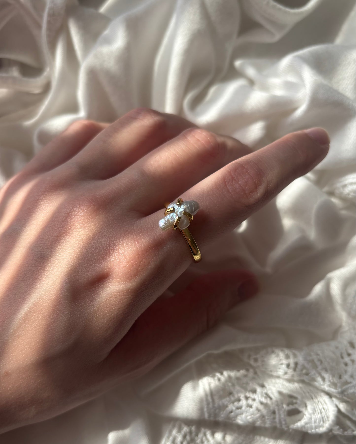 Pearl Cross Ring