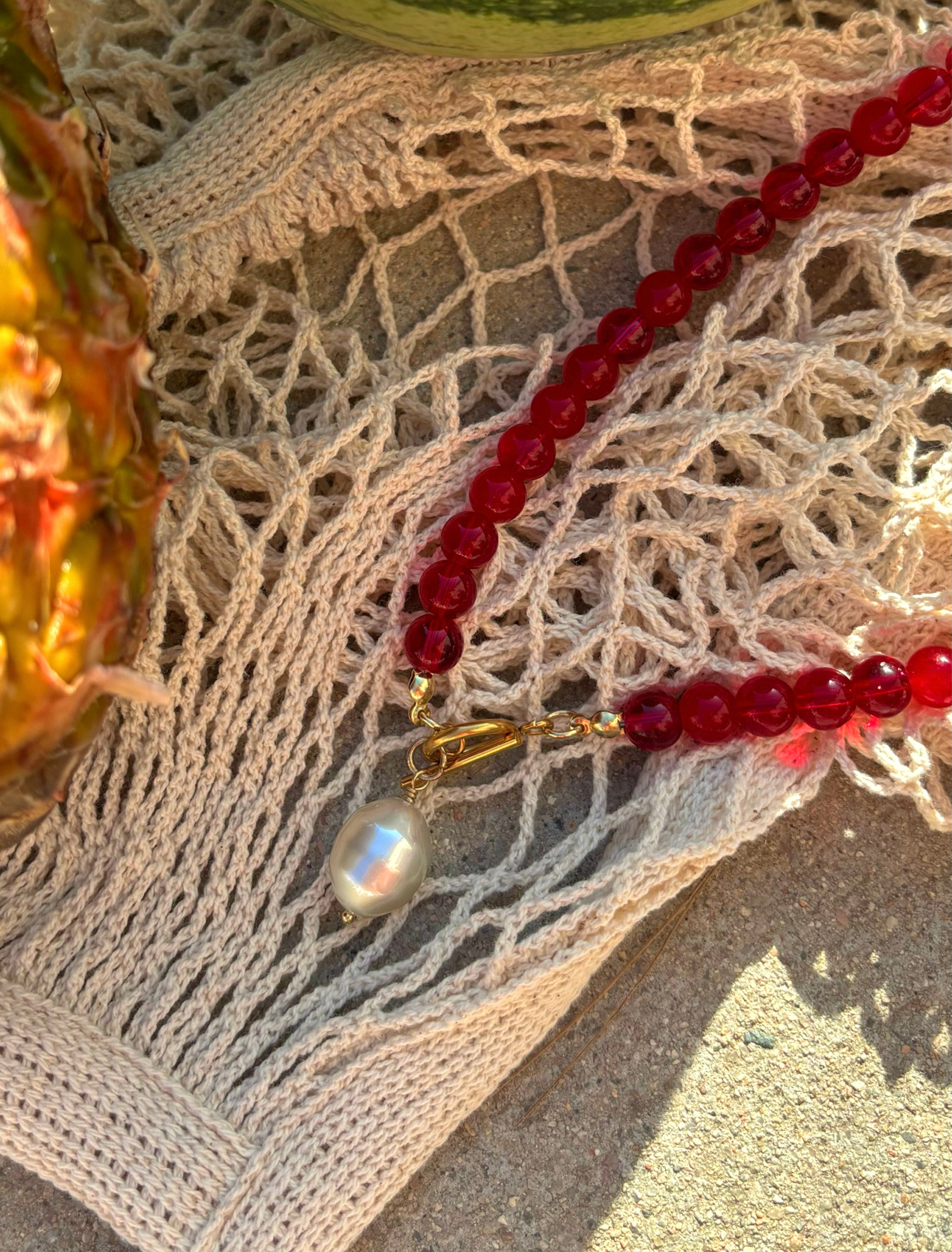 Pomegranate Pearl Necklace