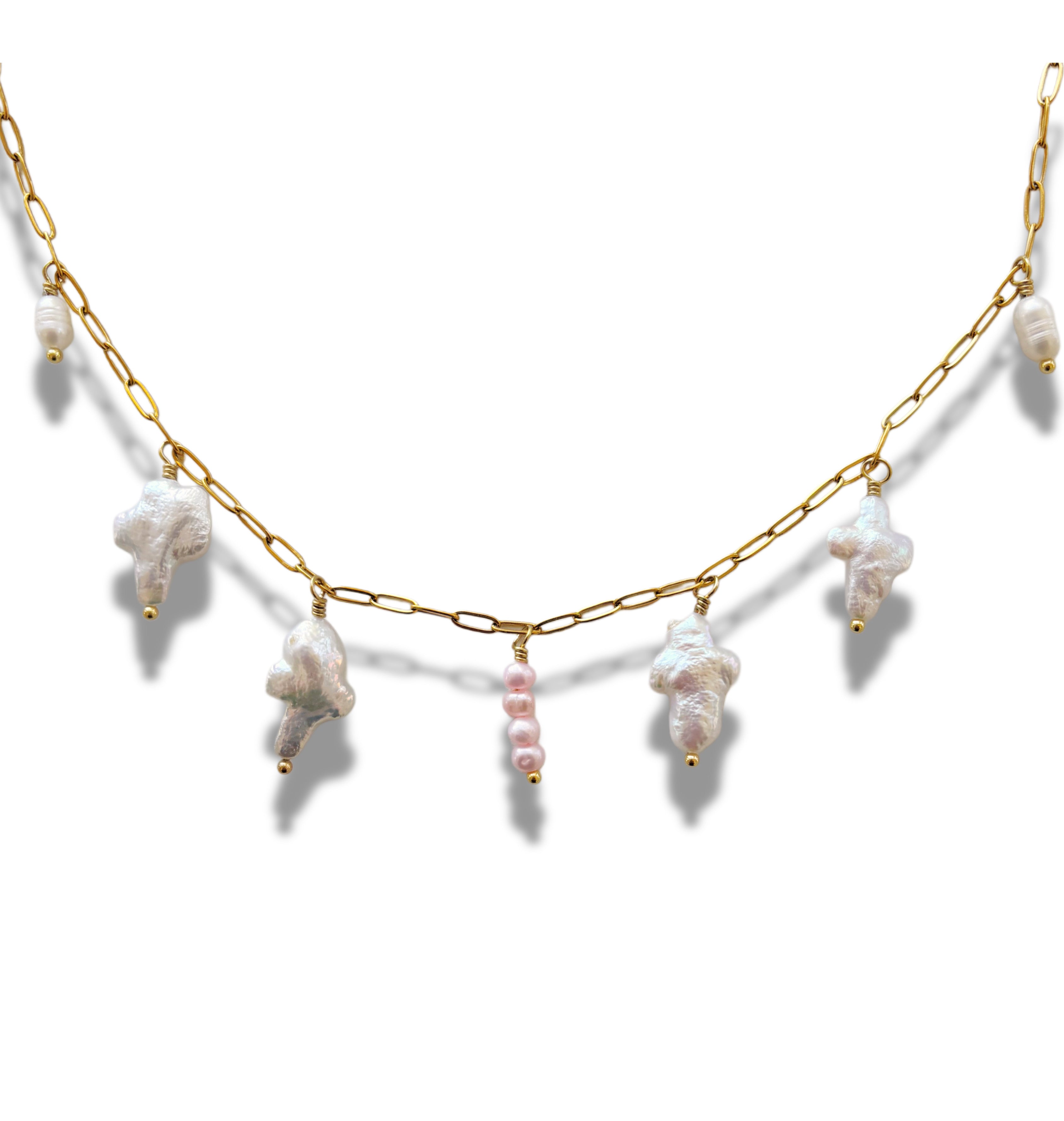 Pearl Cross Charm Necklace