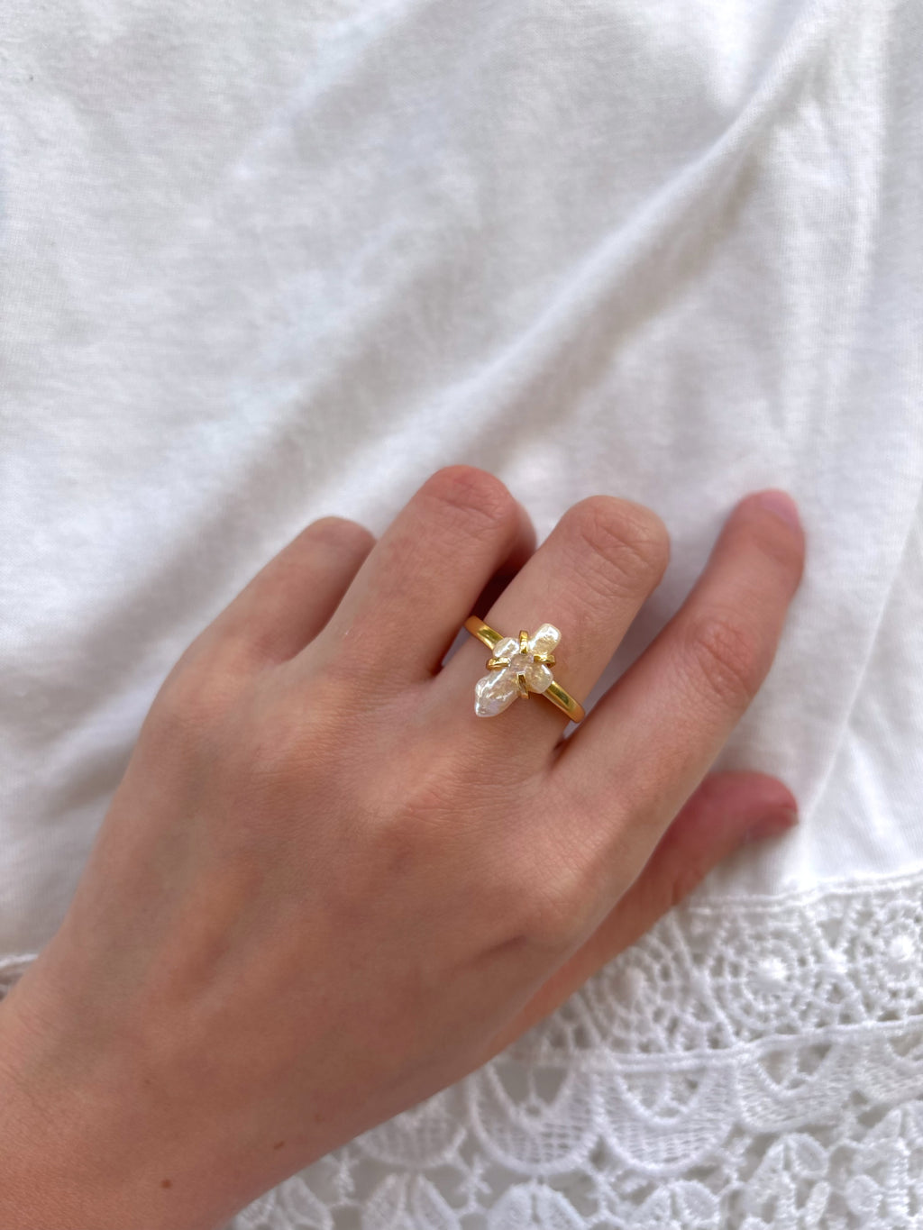 Pearl Cross Ring