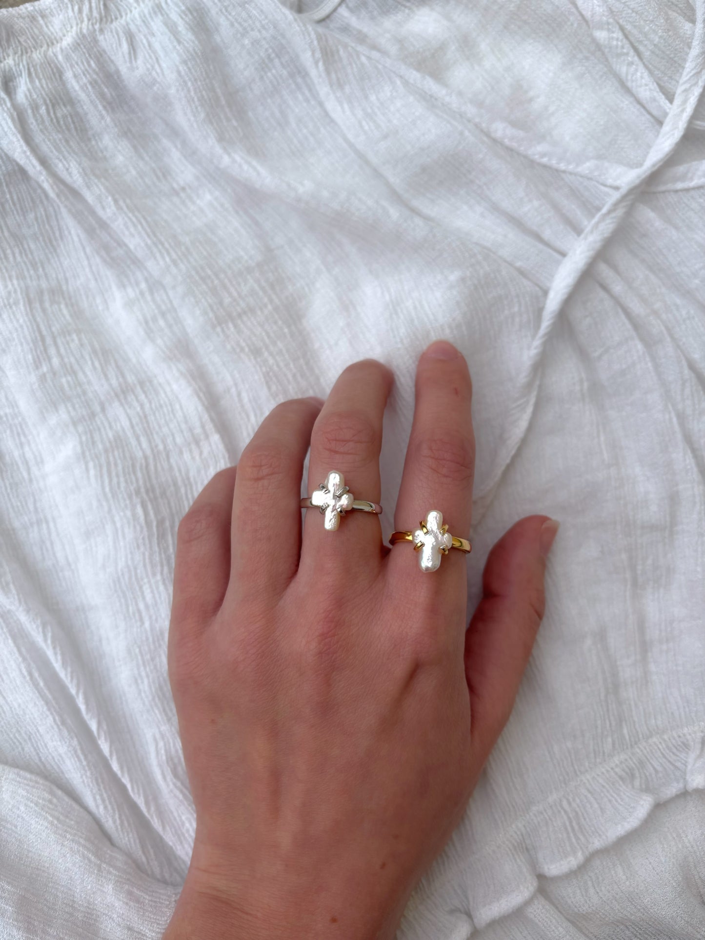Pearl Cross Ring