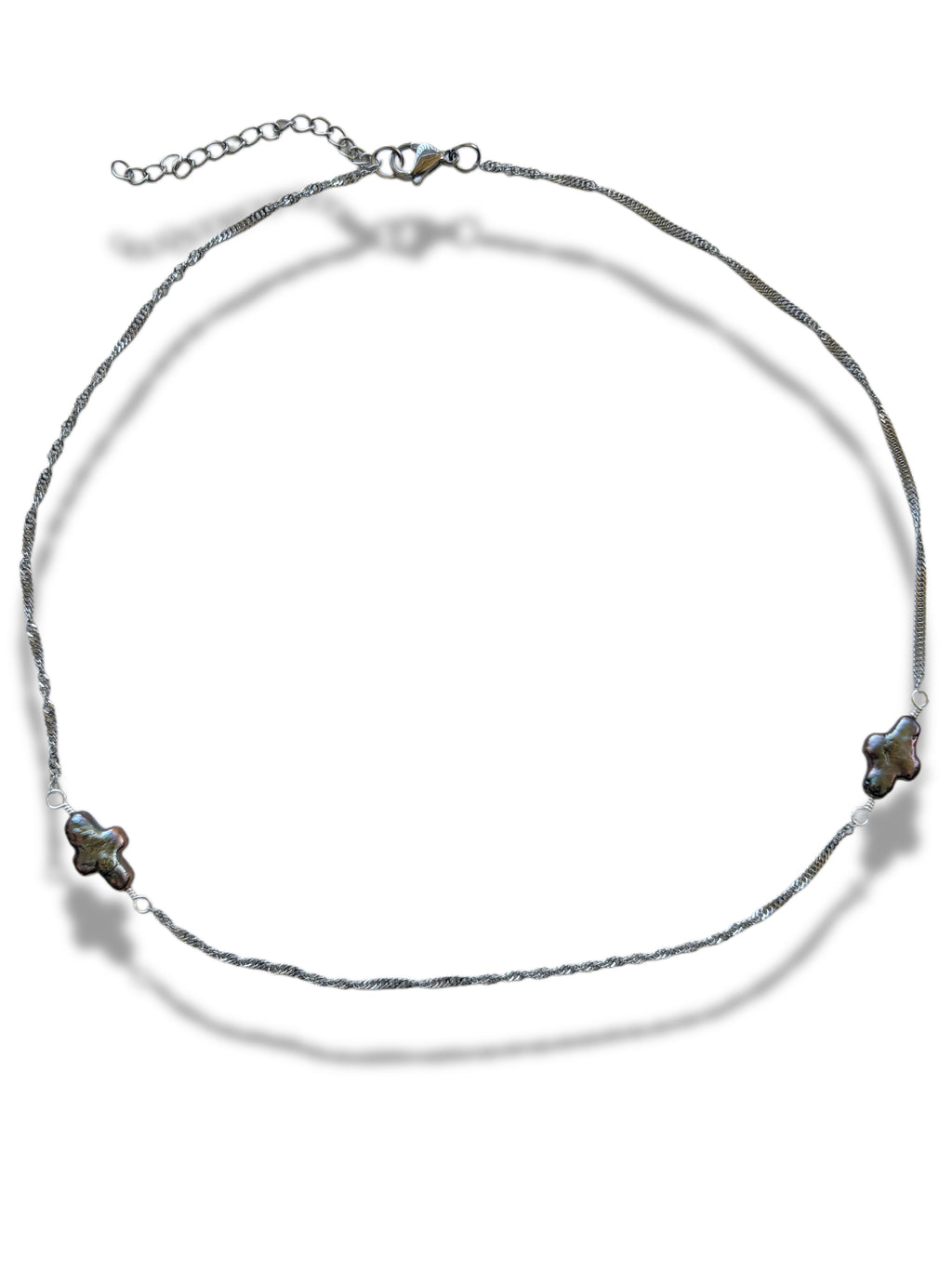 Pearlescent Cross Chain Necklace