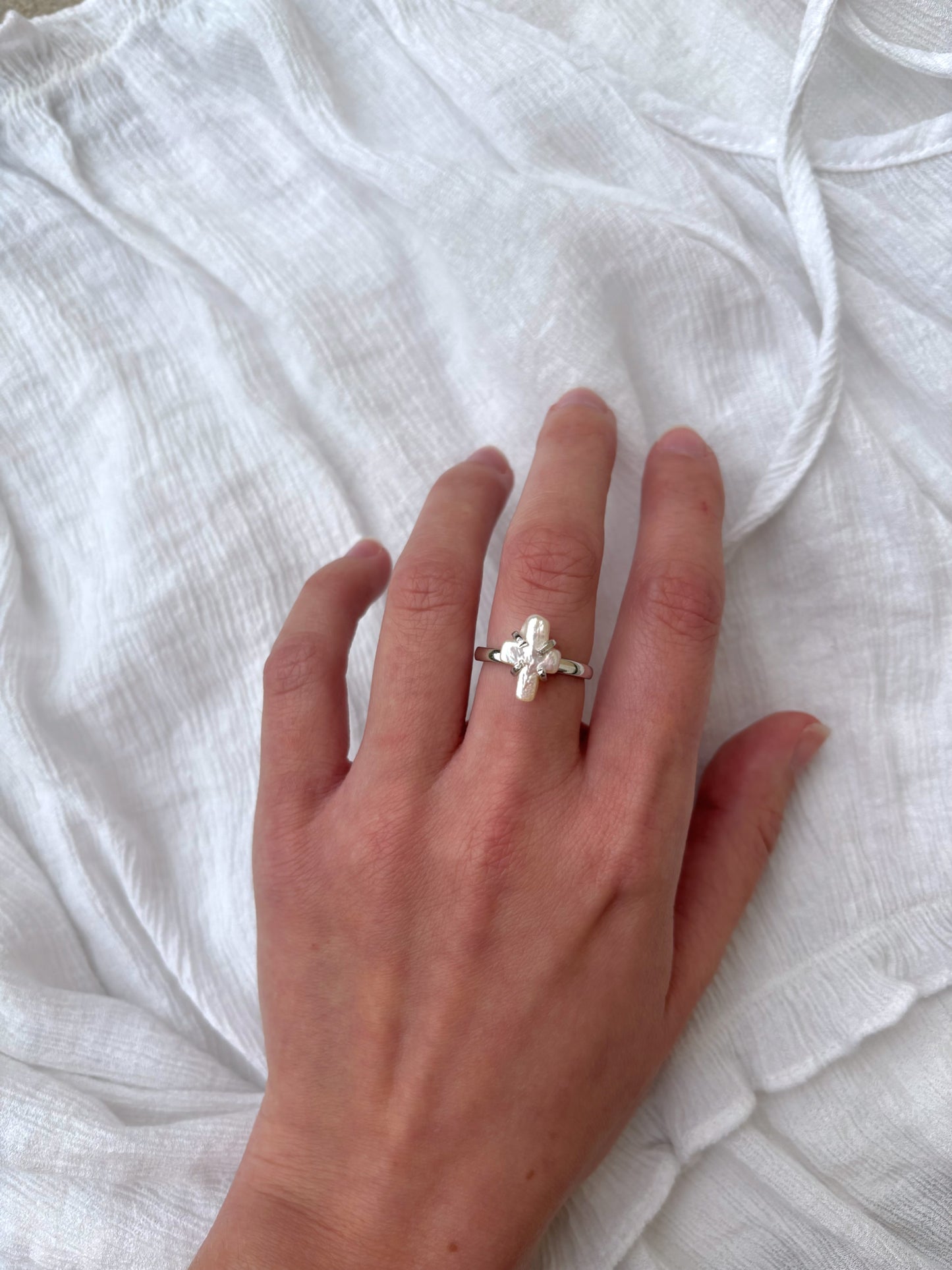 Pearl Cross Ring