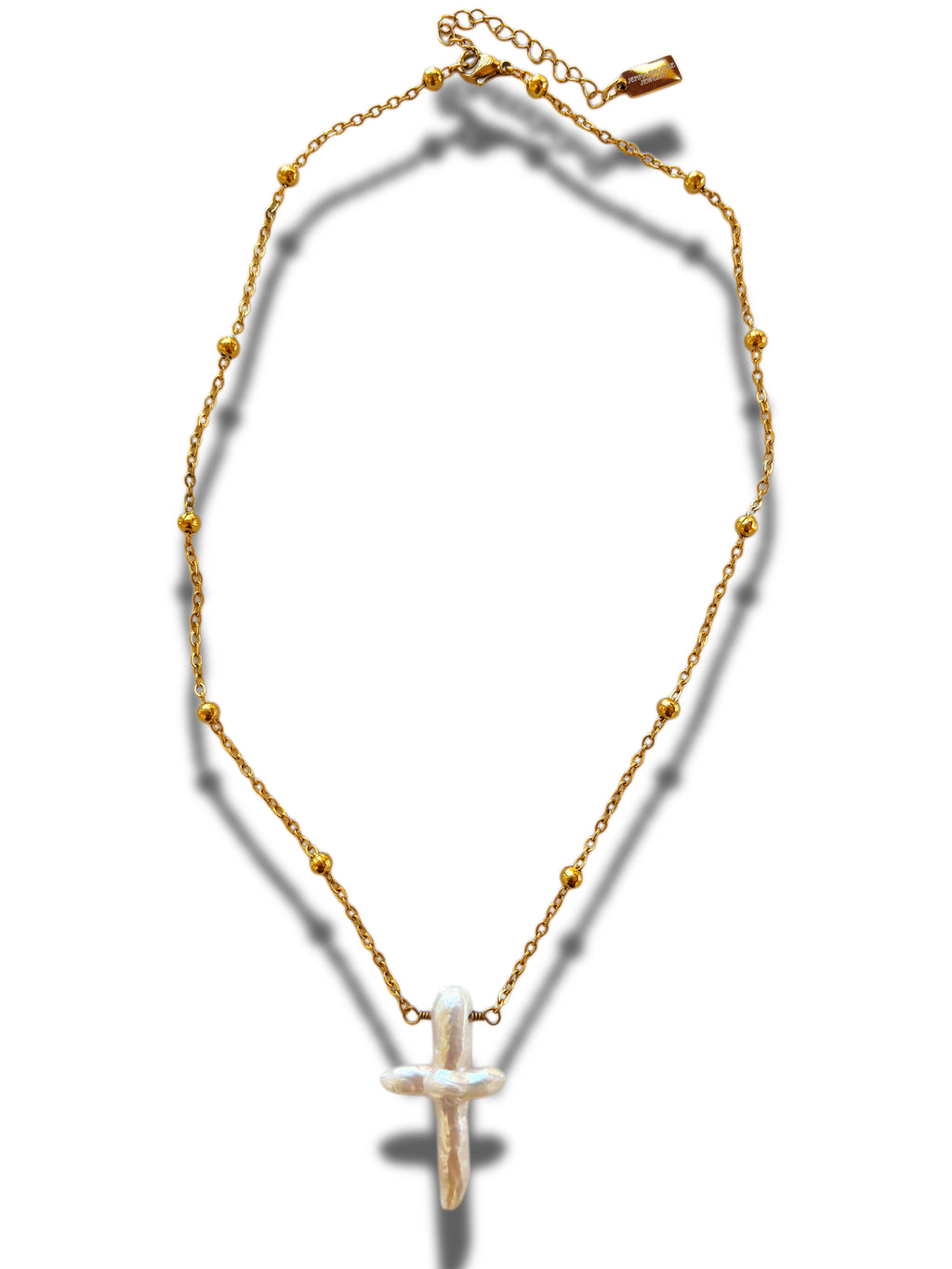 Large Pearl Cross Necklace