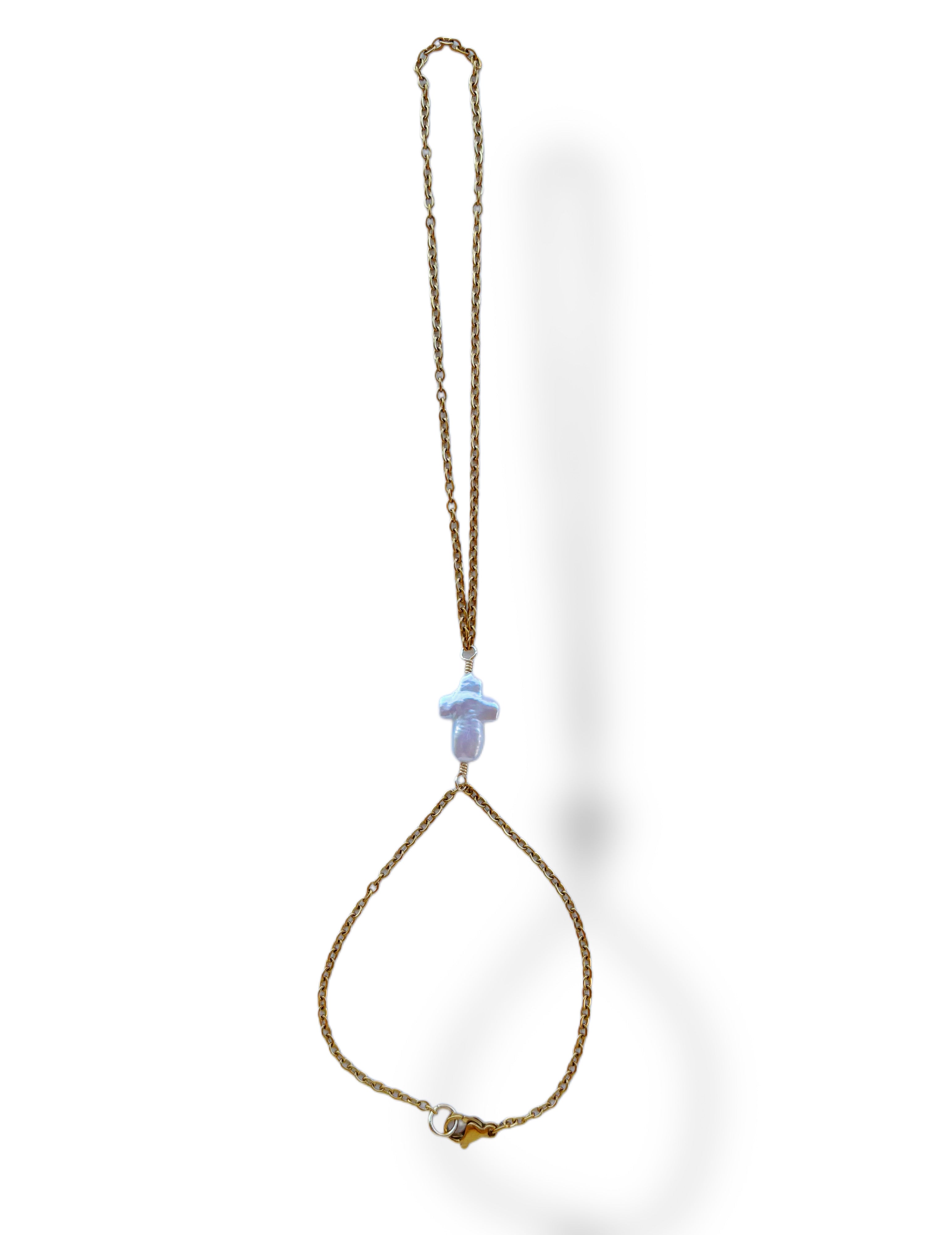 Pearl Cross Hand Chain