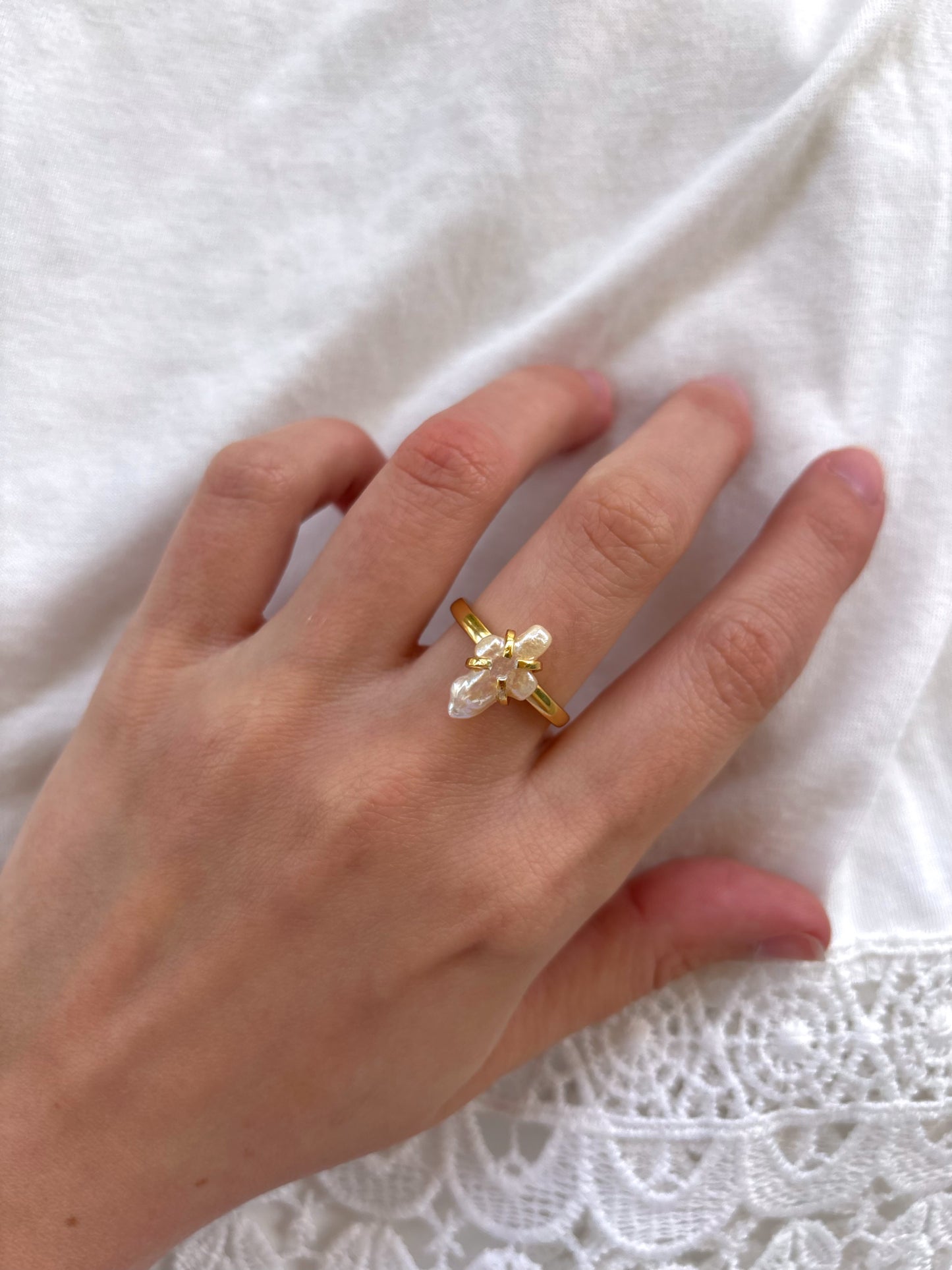 Pearl Cross Ring