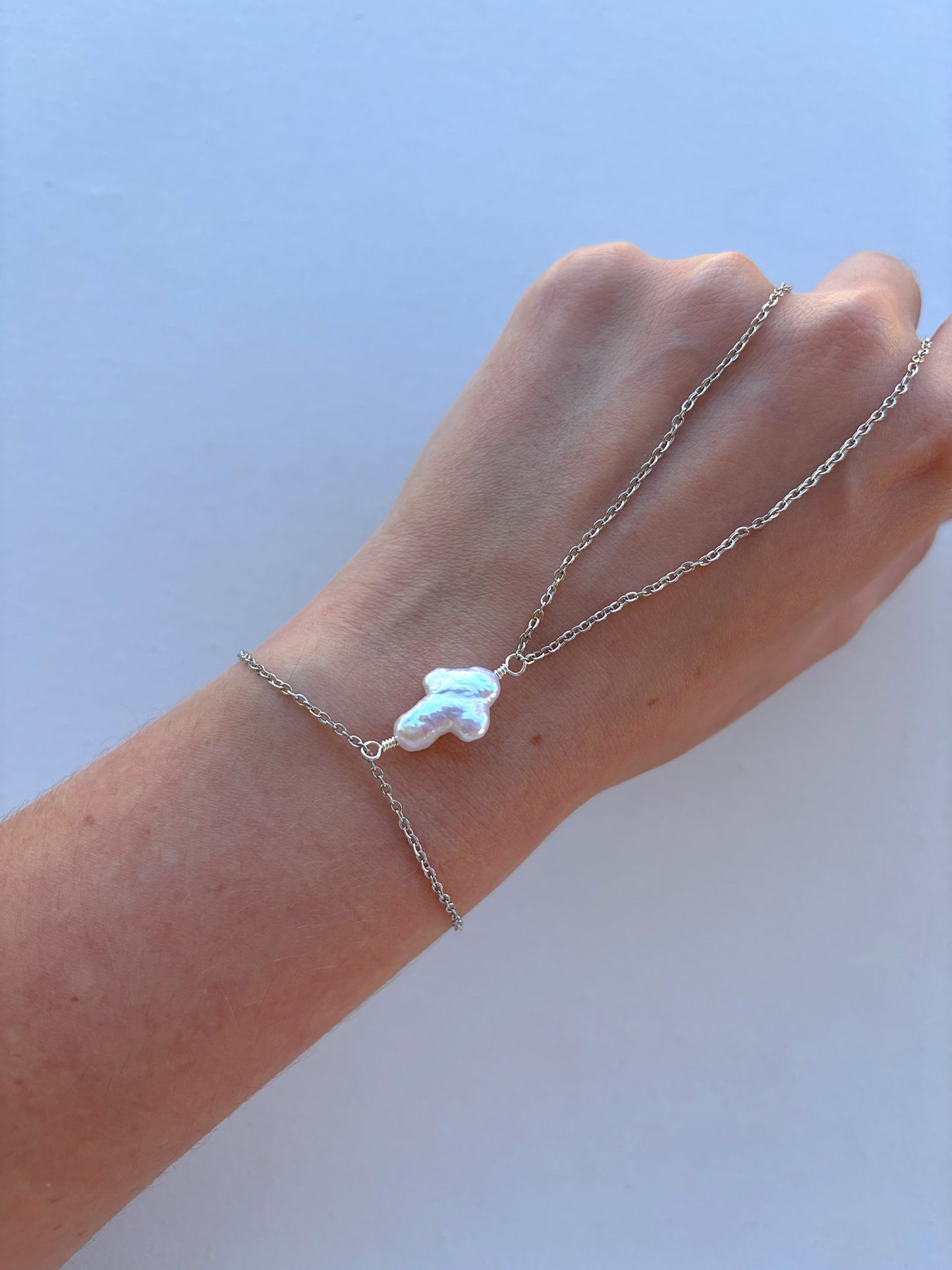 Pearl Cross Hand Chain